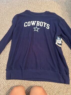 NFL Cowboys Navy Crewneck Waffle Knit Sweater